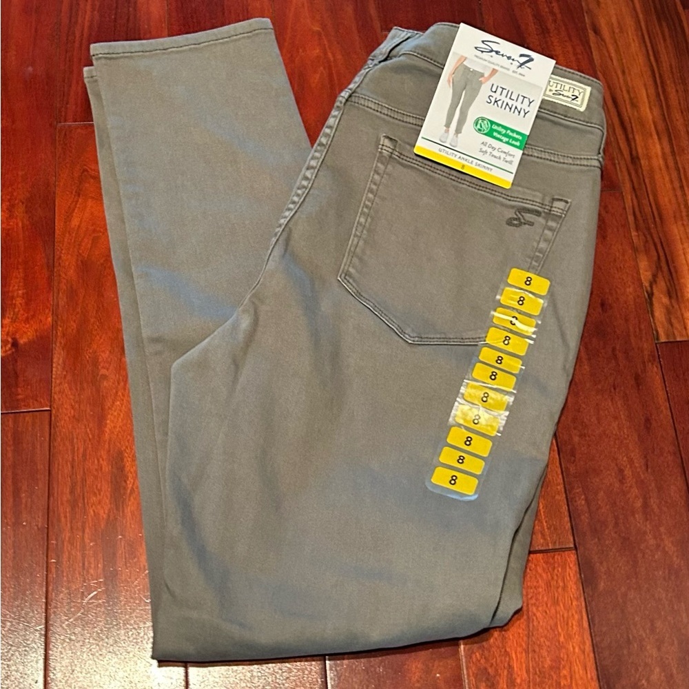 NWT-Seven7 Utility Skinny Ankle Jeans Olive Green-Size 8 - Picture 4 of 10